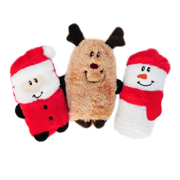 Zippy Paws Holiday Squeakie Buddies Santa, Reindeer, Snowman Toys-Four Muddy Paws